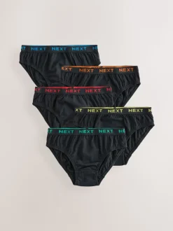 Zwart met felgekleurde jacquard tailleband - 100% katoenen slip verpakking van 5 (1,5 - 16 jr)