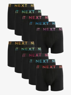 Zwart met felgekleurde ombré tailleband - Standaard - 10 Boxershorts zonder plooi