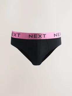 Zwart met felgekleurde tailleband - Verpakking van 10 - Katoenrijke slips