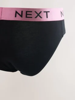 Zwart met felgekleurde tailleband - Verpakking van 10 - Katoenrijke slips