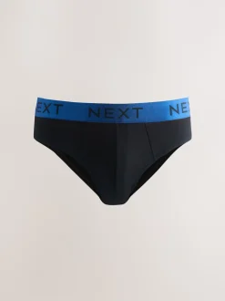 Zwart met felgekleurde tailleband - Verpakking van 10 - Katoenrijke slips