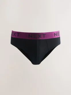 Zwart met felgekleurde tailleband - Verpakking van 10 - Katoenrijke slips