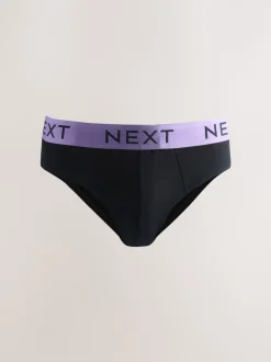 Zwart met felgekleurde tailleband - Verpakking van 10 - Katoenrijke slips