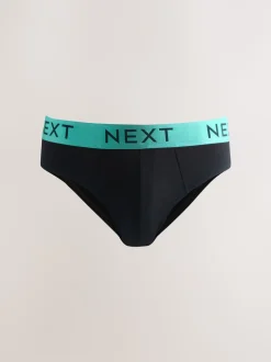 Zwart met felgekleurde tailleband - Verpakking van 10 - Katoenrijke slips