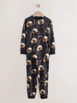Zwart met goudkleurige voetbal - Verpakking van 2 pyjama's met lange mouwen (3-16 jr)