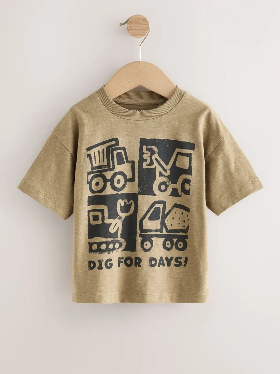 Zwart met graafmachine - Short Sleeve All Over Graphic Print T-Shirts 3 Pack (3mths-7yrs)
