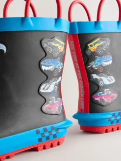 Zwart met Hot Wheels - Aantreklaarzen met handvat