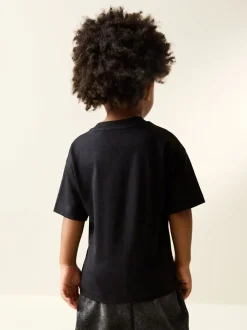 Zwart met smileyprint - Short Sleeve Small Graphic T-Shirt (3mths-7yrs)