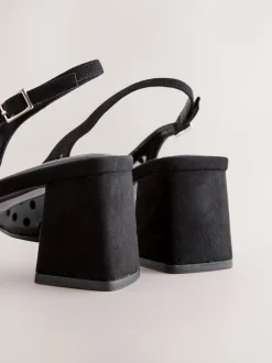 Zwart met stippen - Forever Comfort® Square Toe Slingback Block Heels