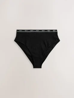 Zwart met zwart logo - 4 Katoenen slipjes met logotailleband