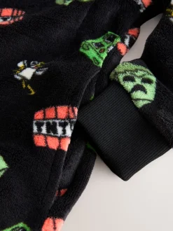 Zwart Minecraft - Fleece onesie met licentie (4-16jr)