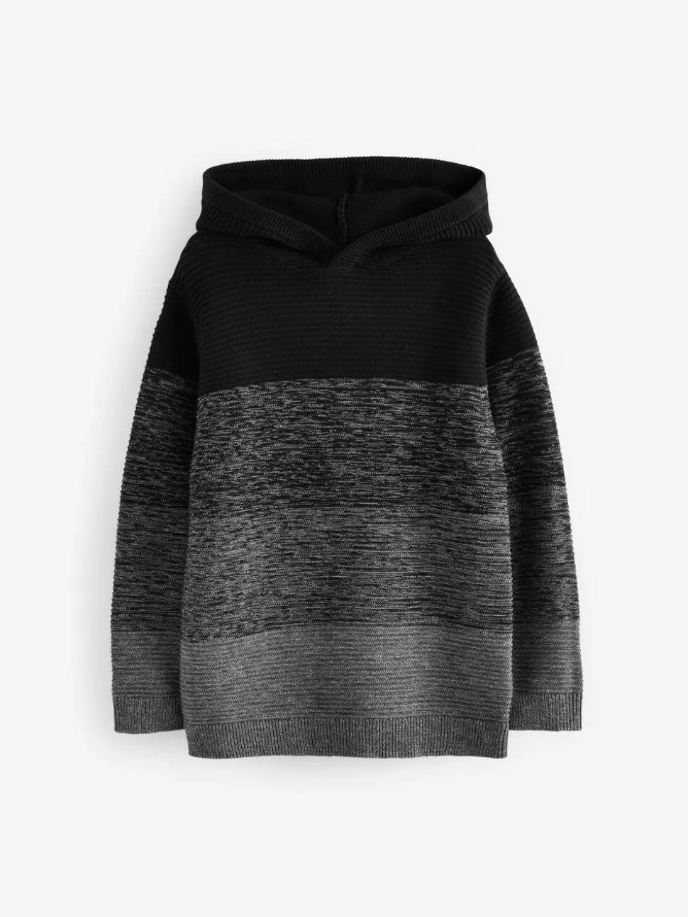 Zwart Ombré kleurblok - Gebreide hoodie (3-16jr)