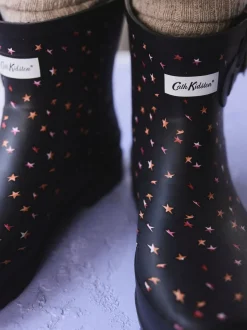 Zwart opvouwbare sterretjesprint - Cath Kidston Wellington laarzen