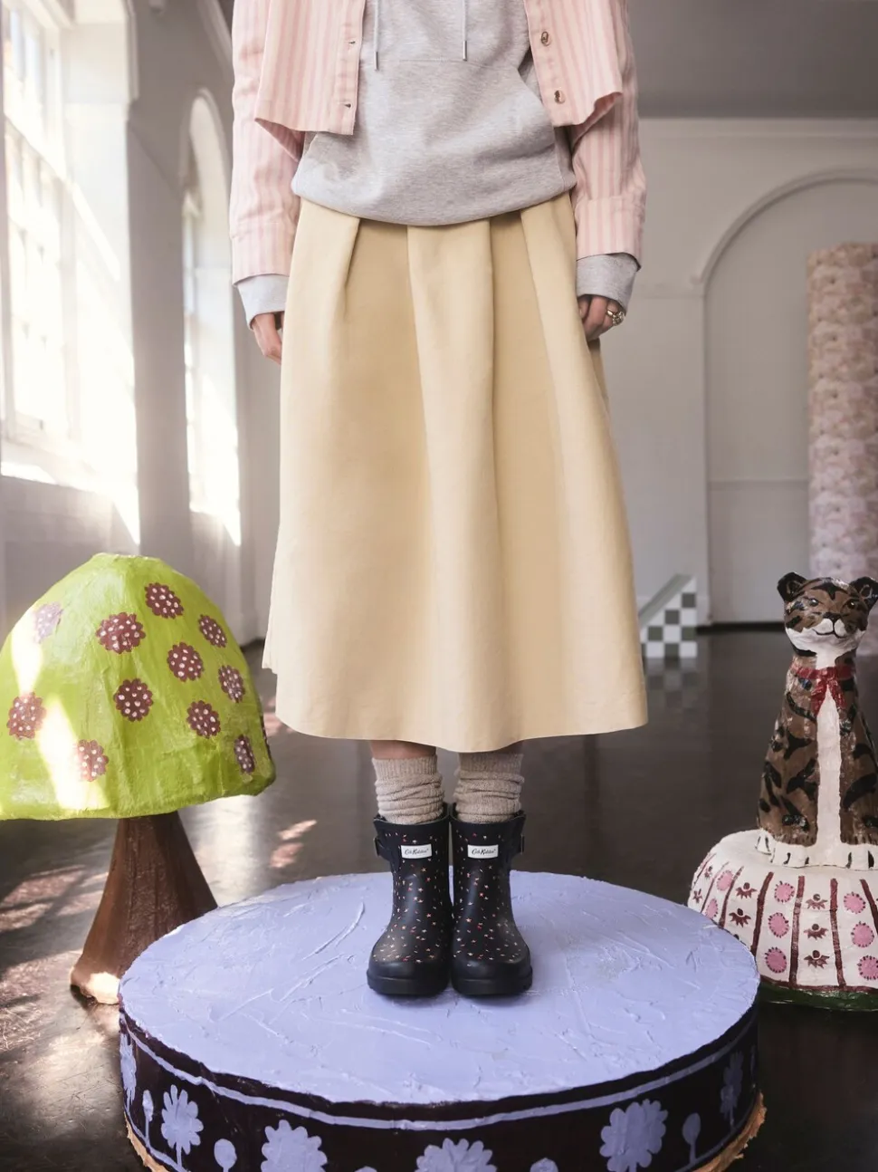 Zwart opvouwbare sterretjesprint - Cath Kidston Wellington laarzen