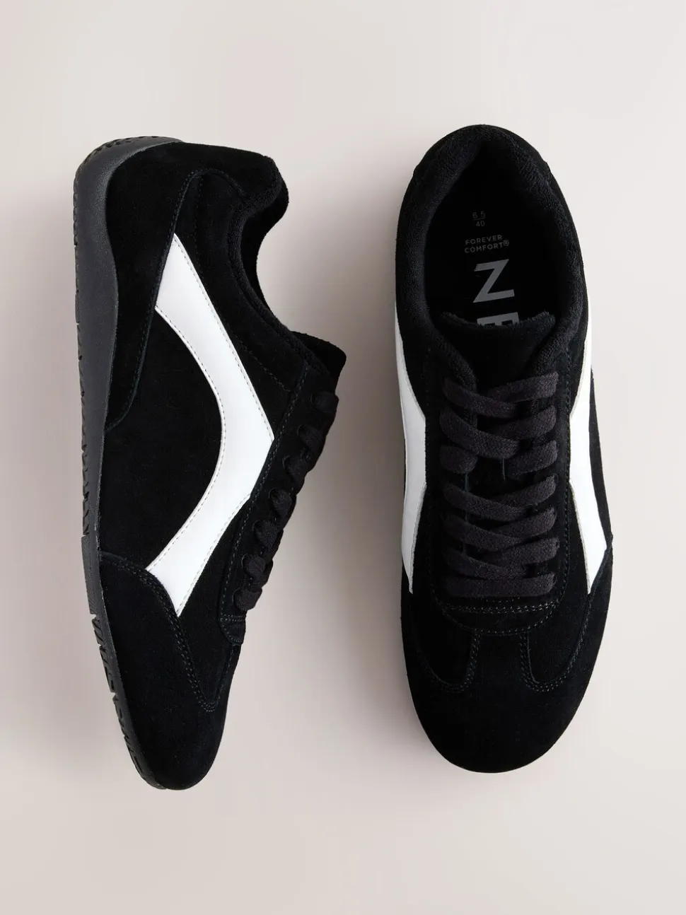 Zwart suède - Forever Comfort® Leather Slimsole Lace-Up Trainers