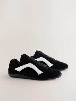 Zwart suède - Forever Comfort® Leather Slimsole Lace-Up Trainers