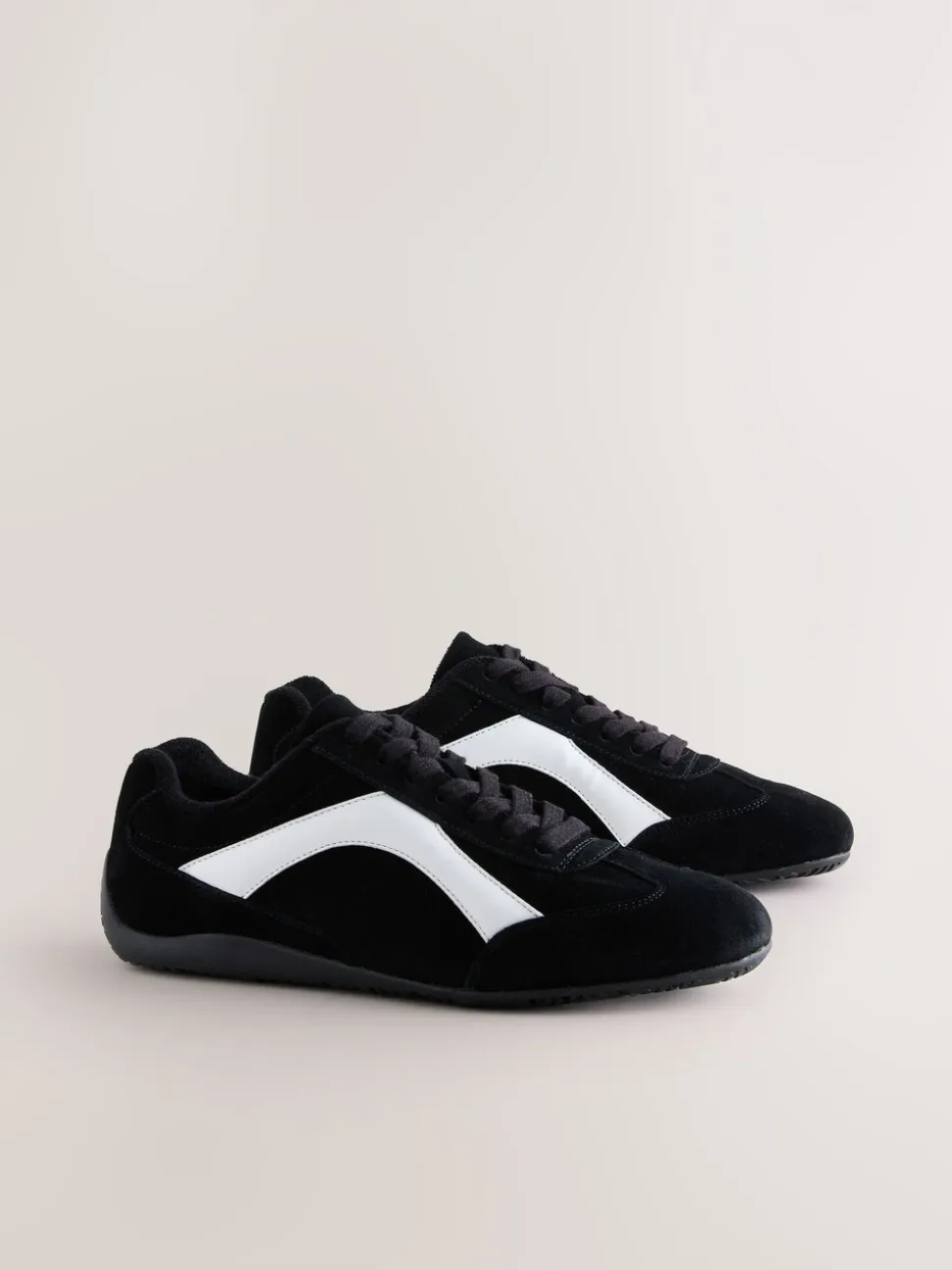 Zwart suède - Forever Comfort® Leather Slimsole Lace-Up Trainers