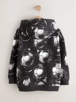 Zwart voetbalprint - Grafische print hoodie voor oudere jongens (3-16jaar)