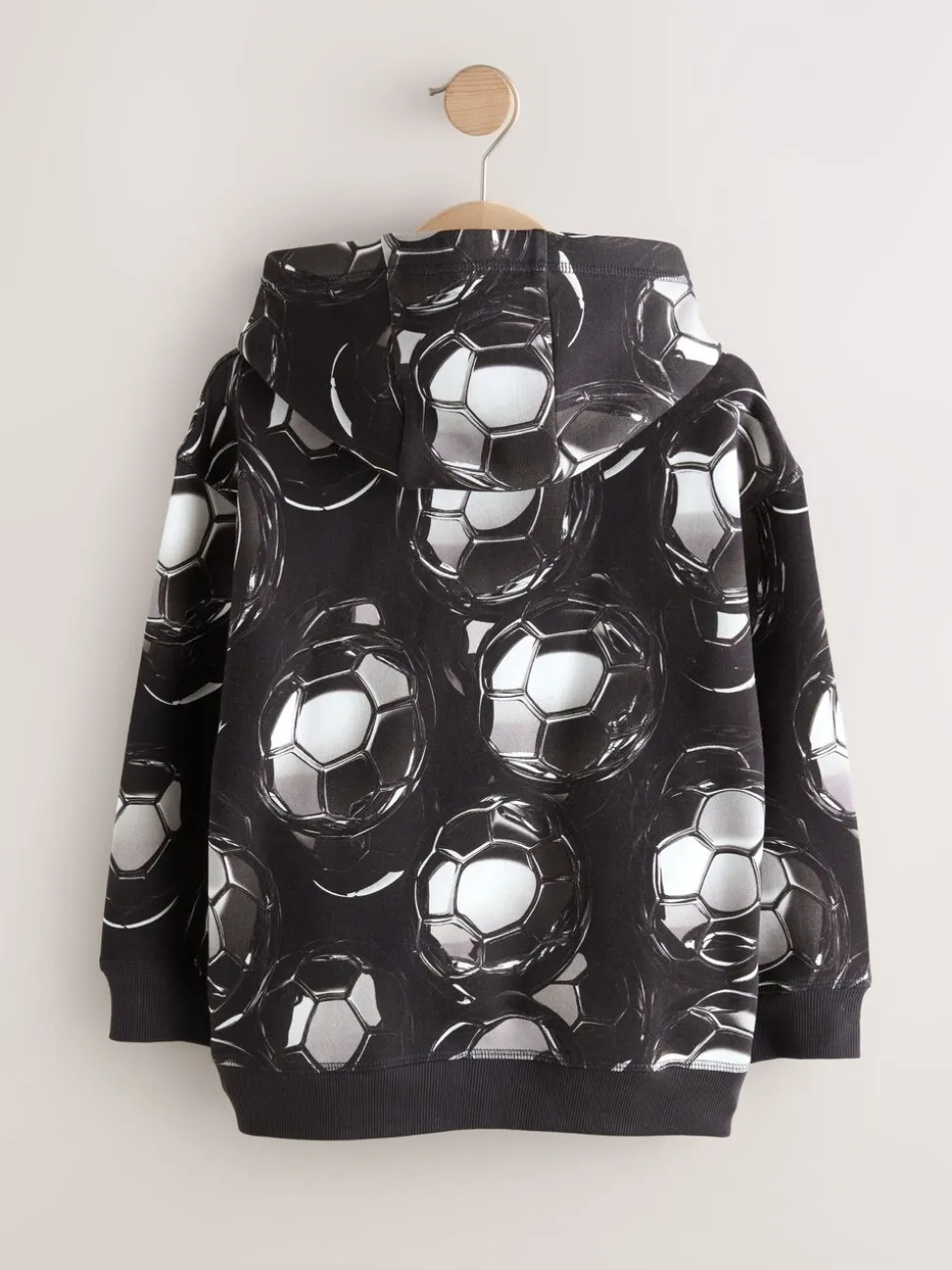 Zwart voetbalprint - Grafische print hoodie voor oudere jongens (3-16jaar)