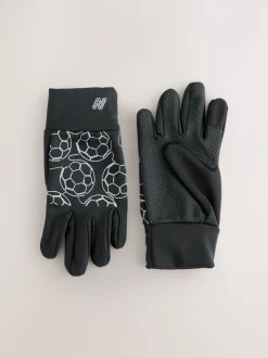 Zwart voetbalprint - Sportieve handschoenen (3-16jr)