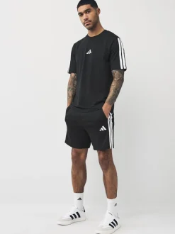 Zwart wit - adidas Essential 3-Stripes French Terry Shorts