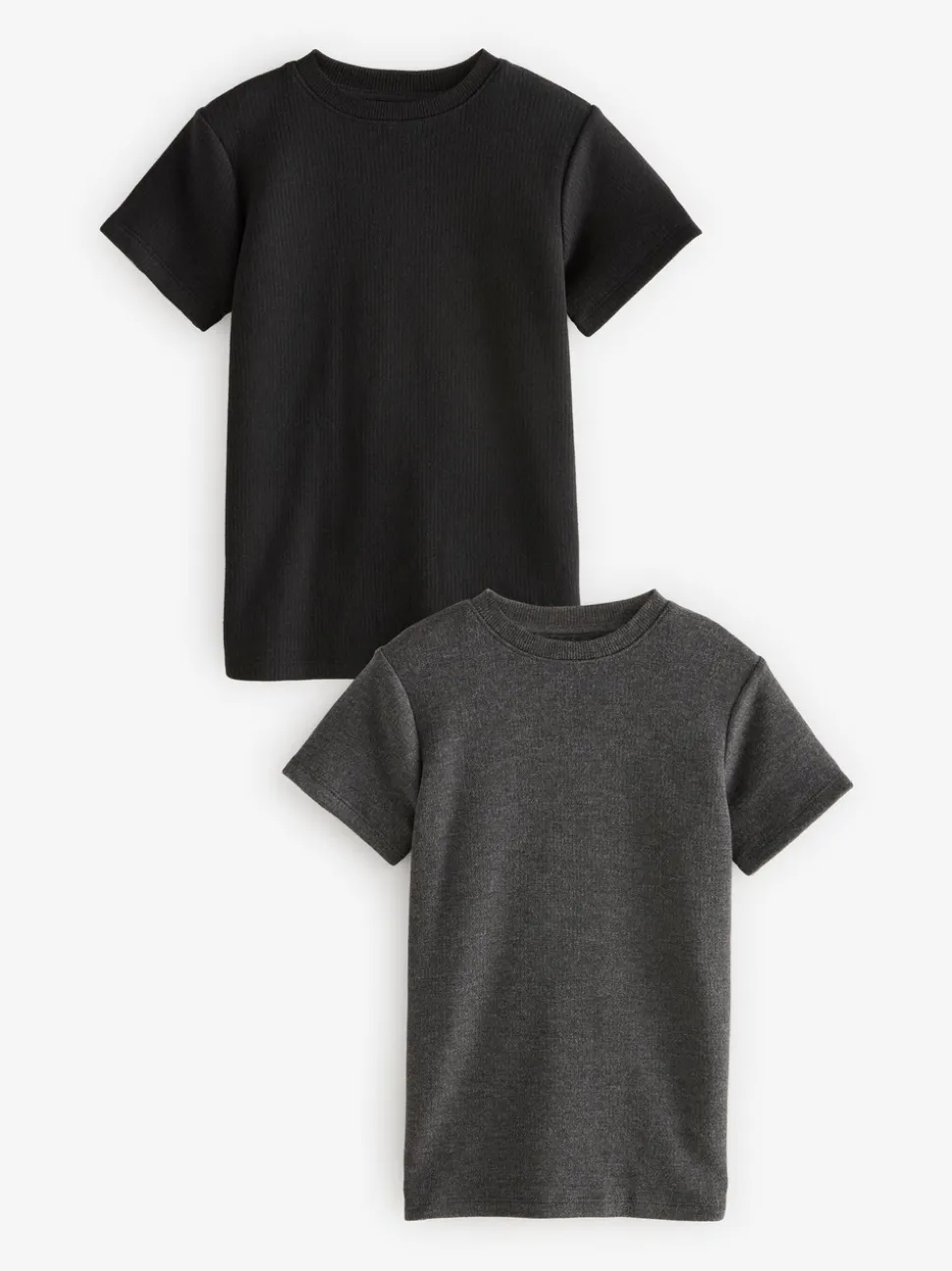 Zwart/antraciet - Set van 2 thermische T-shirts met korte mouwen (2-16jr)