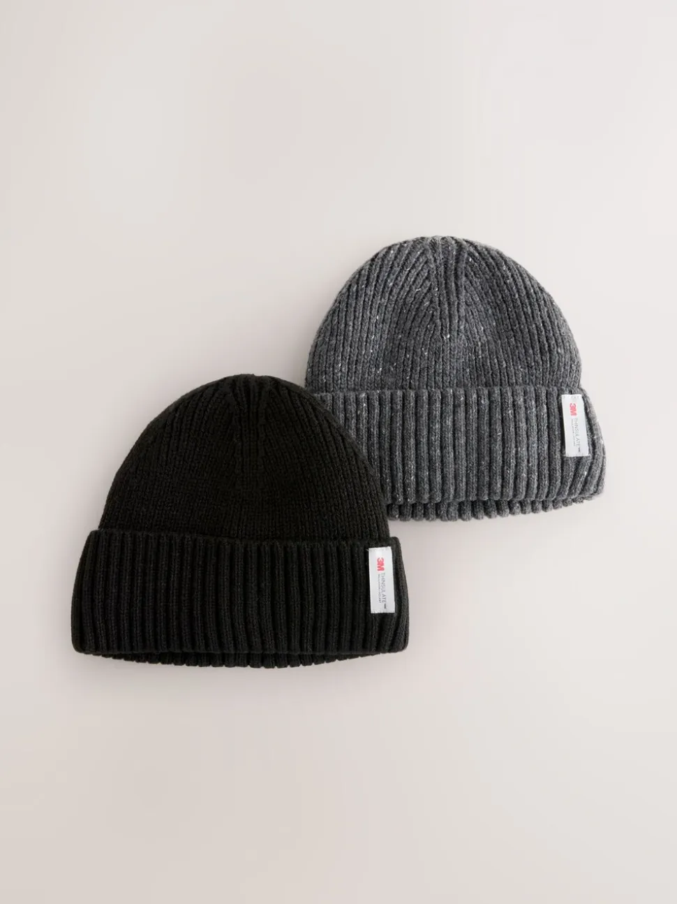 Zwart/antraciet - Thinsulate beanie-mutsen 2 stuks