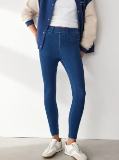 Zwart/Blauw - Set van 2 lange jersey denim leggings