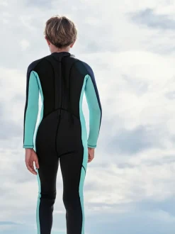 Zwart/blauw met lange mouw - Wetsuit (1 - 16 jr)