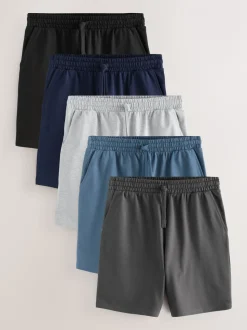 Zwart/blauw/grijs - Loopback Soft Touch 5 Pack Joggers Shorts