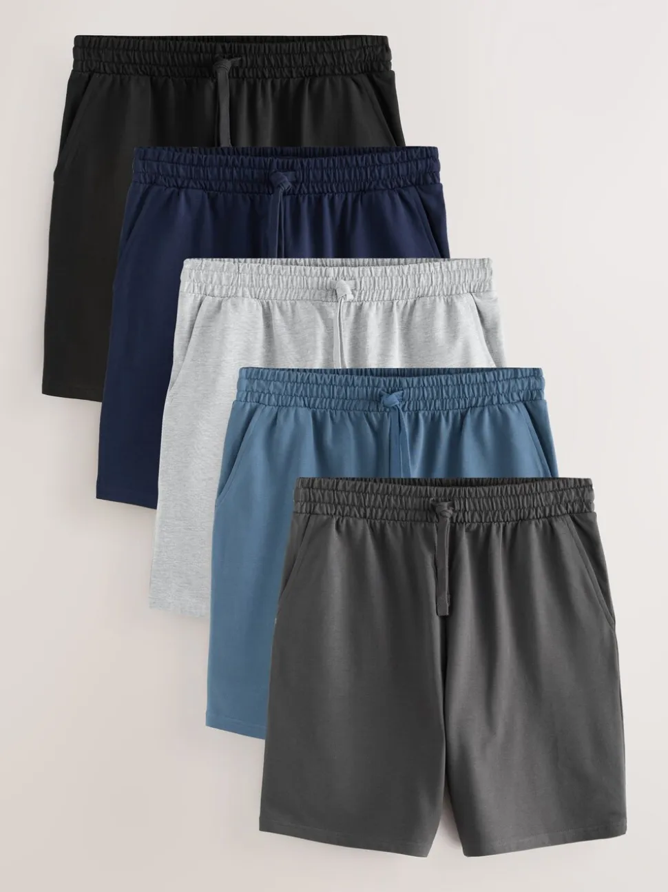 Zwart/blauw/grijs - Loopback Soft Touch 5 Pack Joggers Shorts
