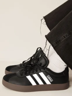 Zwart/bruin - adidas Vl Court 3.0 Suède sneakers met veters voor kinderen
