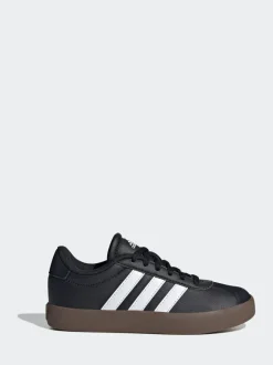 Zwart/bruin - adidas Vl Court 3.0 Suède sneakers met veters voor kinderen