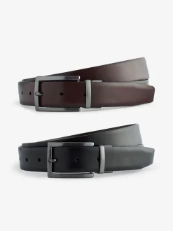 Zwart/bruin - Omkeerbare leren riem