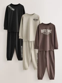 Zwart/bruin - Pyjama met korte pijpen 3 stuks (3-16jaar) (3-16jaar)