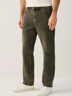 Zwart/bruin - Rechte, klassieke jeans met stretch