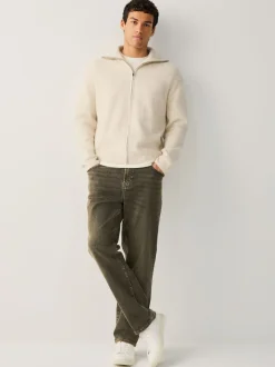 Zwart/bruin - Rechte, klassieke jeans met stretch