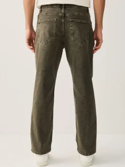 Zwart/bruin - Rechte, klassieke jeans met stretch