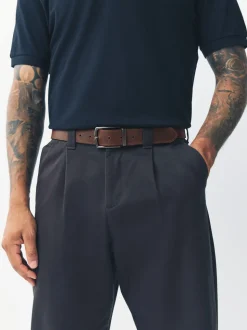 Zwart/bruin - Reversible Grainy Leather Belt