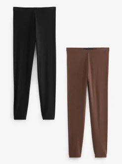 Zwart/bruin - Set van 2 lange leggings