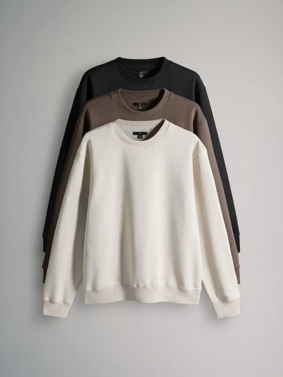 Zwart/bruin - Verpakking van 3 - The Set Crew Neck Relaxed Fit Sweatshirts