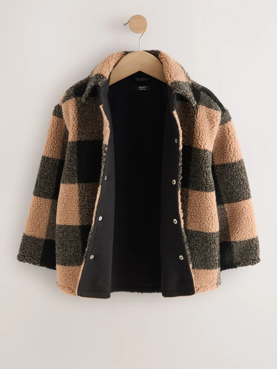 Zwart/bruin Buffalo - Fleece shacket van borg met ruit (3-16jr)