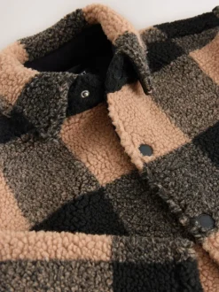 Zwart/bruin Buffalo - Fleece shacket van borg met ruit (3-16jr)