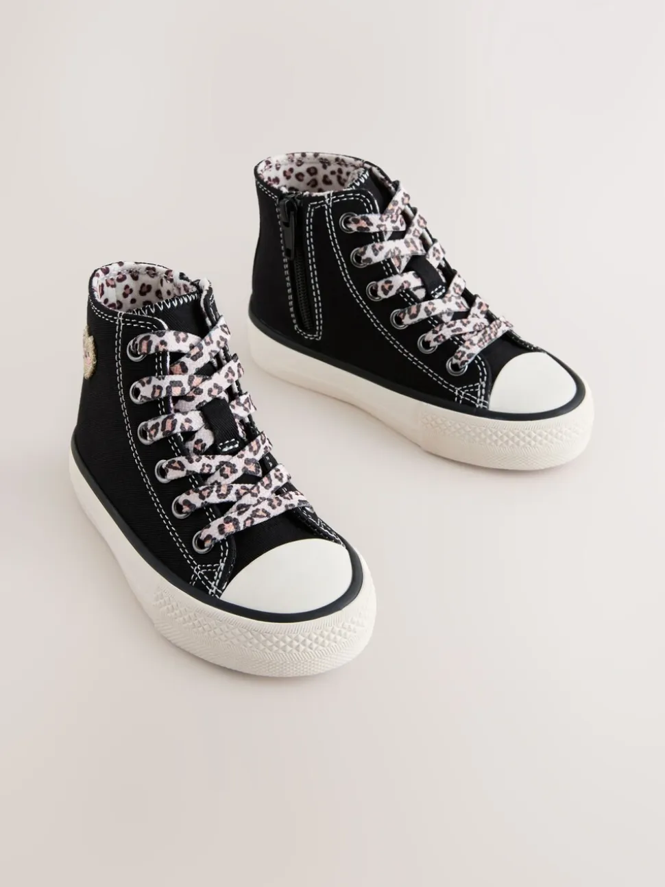 Zwart/dierenprint - Hoge sneakers