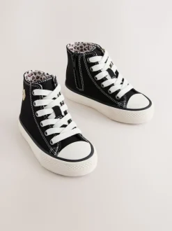 Zwart/dierenprint - Hoge sneakers