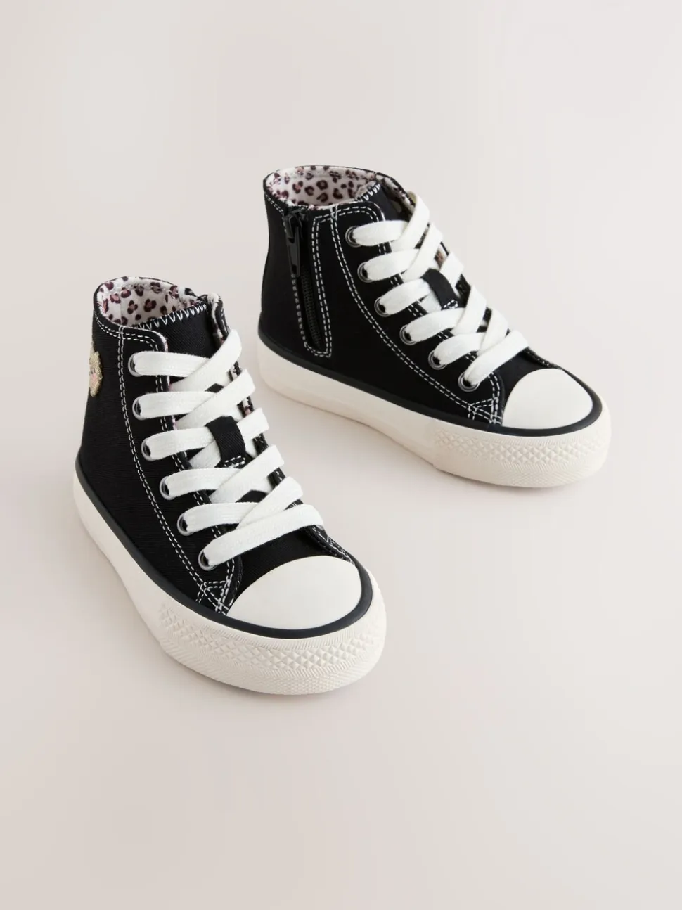 Zwart/dierenprint - Hoge sneakers