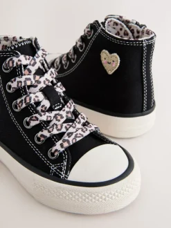Zwart/dierenprint - Hoge sneakers