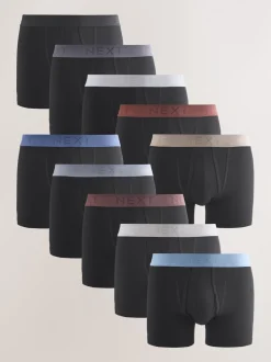 Zwarte en blauwe/bruine taillebanden - Standaard - 10 Boxershorts zonder plooi