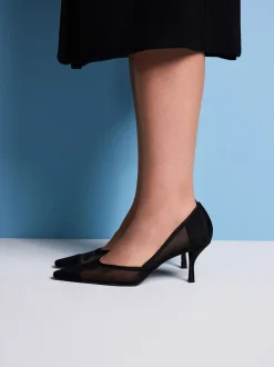 Zwarte mesh - Tabitha Simmons x Next Mary Grace Leather Chisel Toe Court Heels