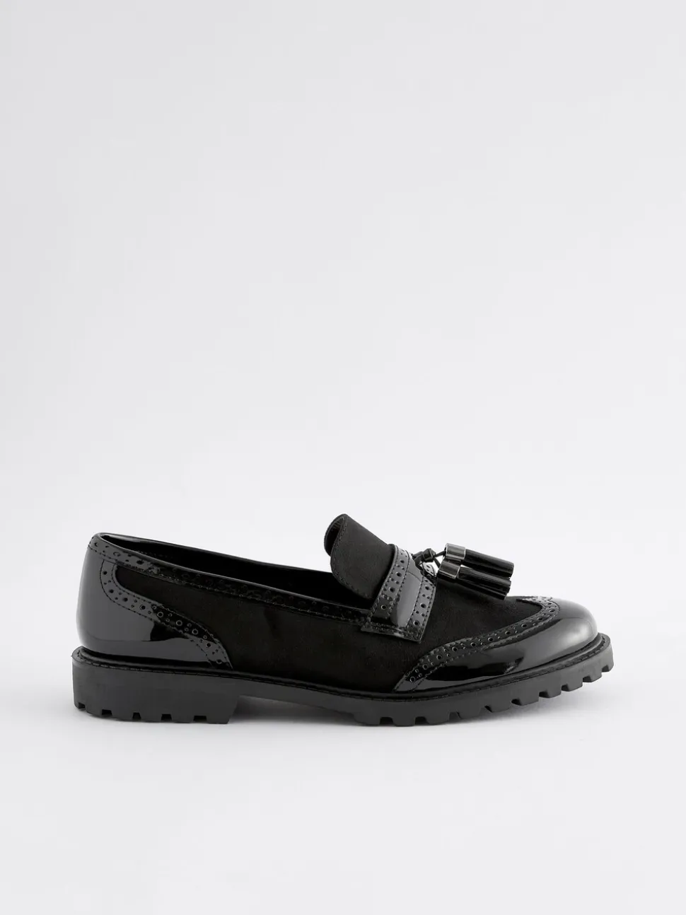 Zwarte mix - Loafers met dikke zool met profiel en kwastjes